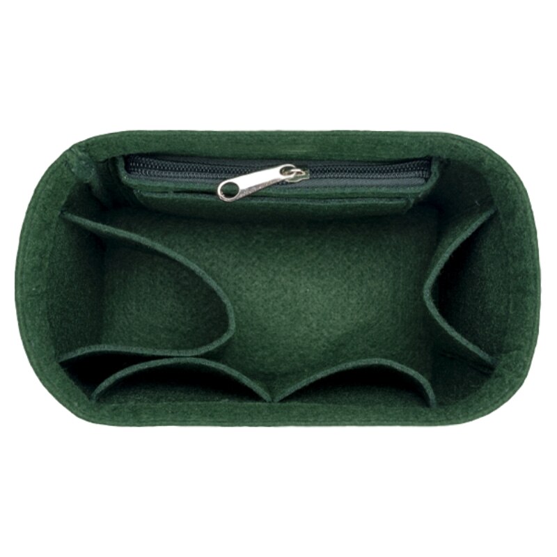 Fits For Sangle Bucket Girl Toiletry Storage Bags Felt Makeup Bag Organizer Insert Bag Organizer Insert Travel Cosmetic Bag: dark greenfor  S