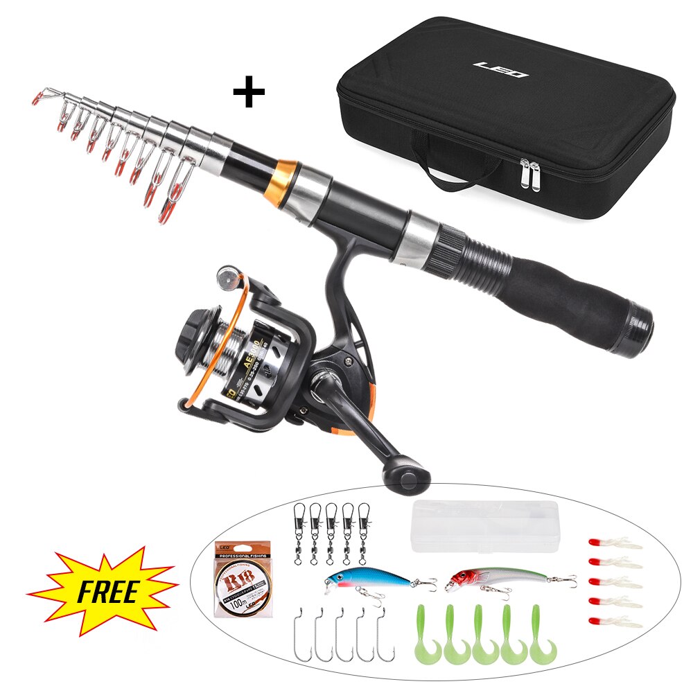 Draagbare Hengel en Reel Combo Telescopische Hengel Pole Spinning Reel Set Vislijn Lokt Haken Barrel Wartels