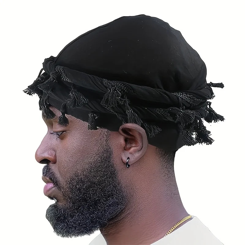 Cappello da uomo punk sbavatura ordinare coda intrecciata Frangia Bandana di cotone Cappello salto Turbante Cappelli Avvolgere la testa berretto cap Tinta unita portuale cappello 2024