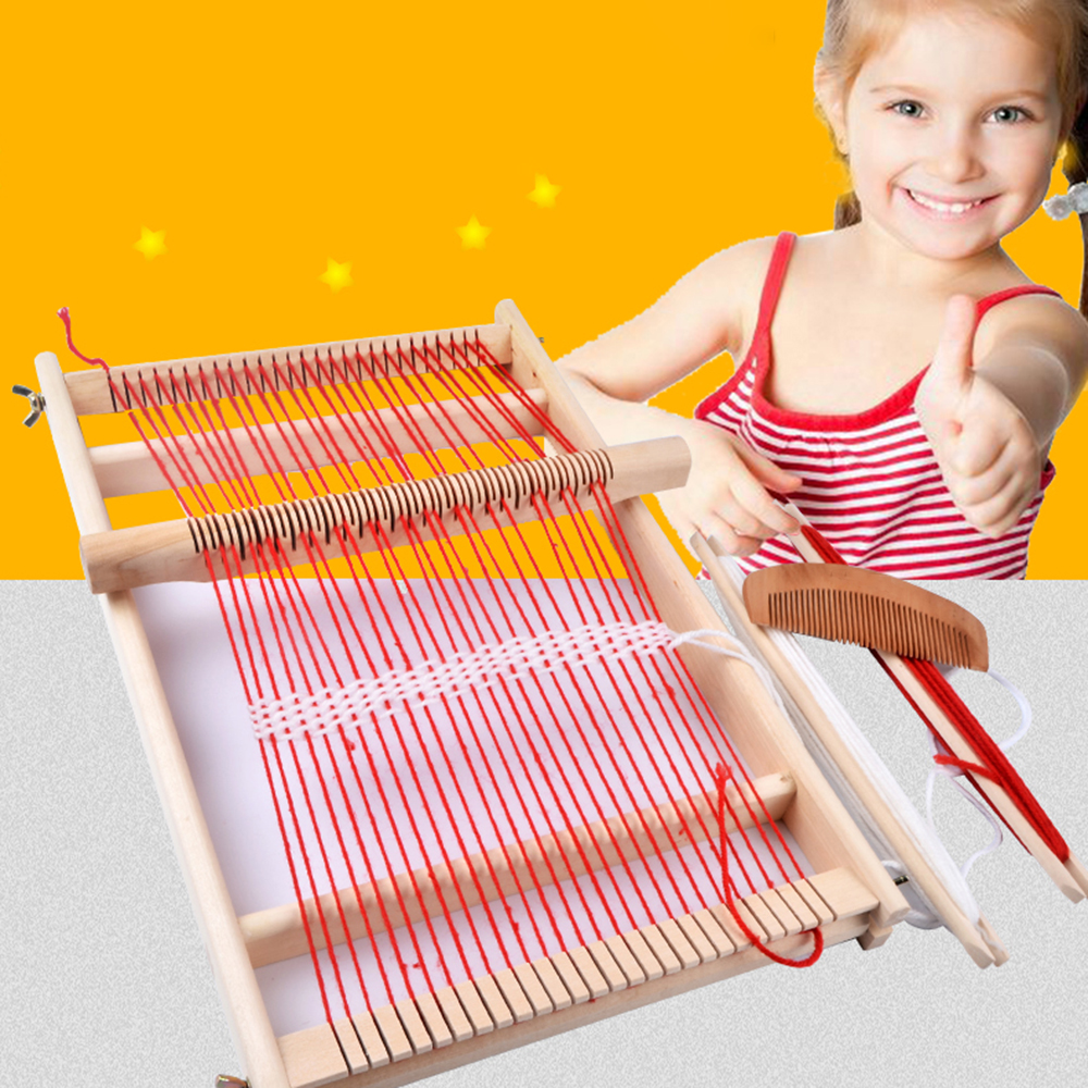Kit de telar de lujo, telar para niños tejido a mano, telar de madera multiartesanal, máquina de tejer de lana DIY para de niñas
