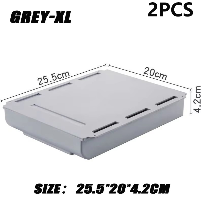 2pc Weiß Selbstklebende Lagerung Schublade Kasten machen-hoch Bleistift Tablett Schreibtisch Versteckte Unter Schreibtisch Stehen Selbst-klebe Unter-schublade Lagerung Kasten
