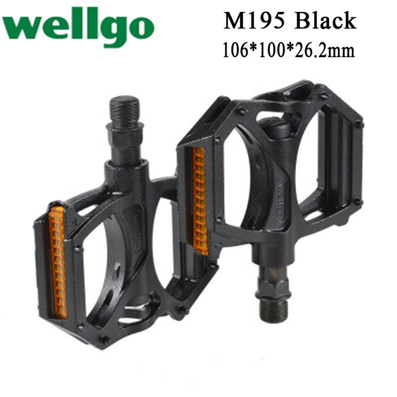 Wellgo Pedal M195 B249 C25 DU Bearing Lightweight Aluminum Alloy Pedals Ultralight Mountain Bike Bicycle Genuine Bicycle Pedal: M195 Black
