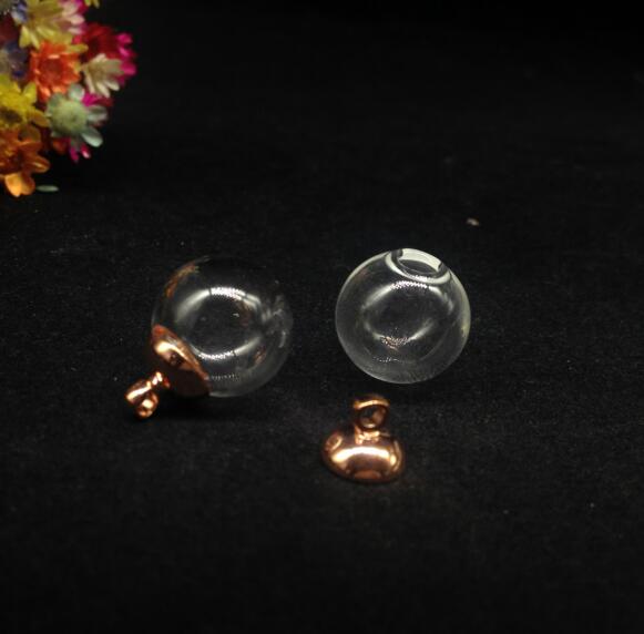 5 14mm esferas de cristal con cuentas mixtas, accesorios para tapa, dijes, colgantes para frascos de cristal, tapas de cristal, frascos, collares: Tapa de oro rosa