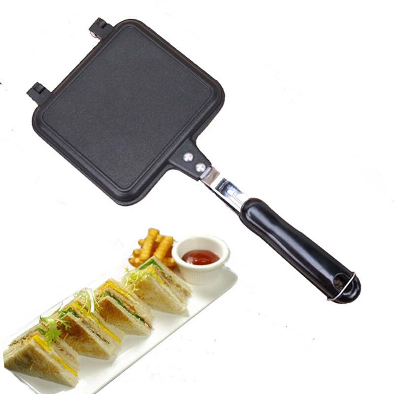 Pans Flat Bottom Double-sided Frying Pan Heat-resistant Bread Toast Baking Pan Household Non-stick Sandwich Frying Pan