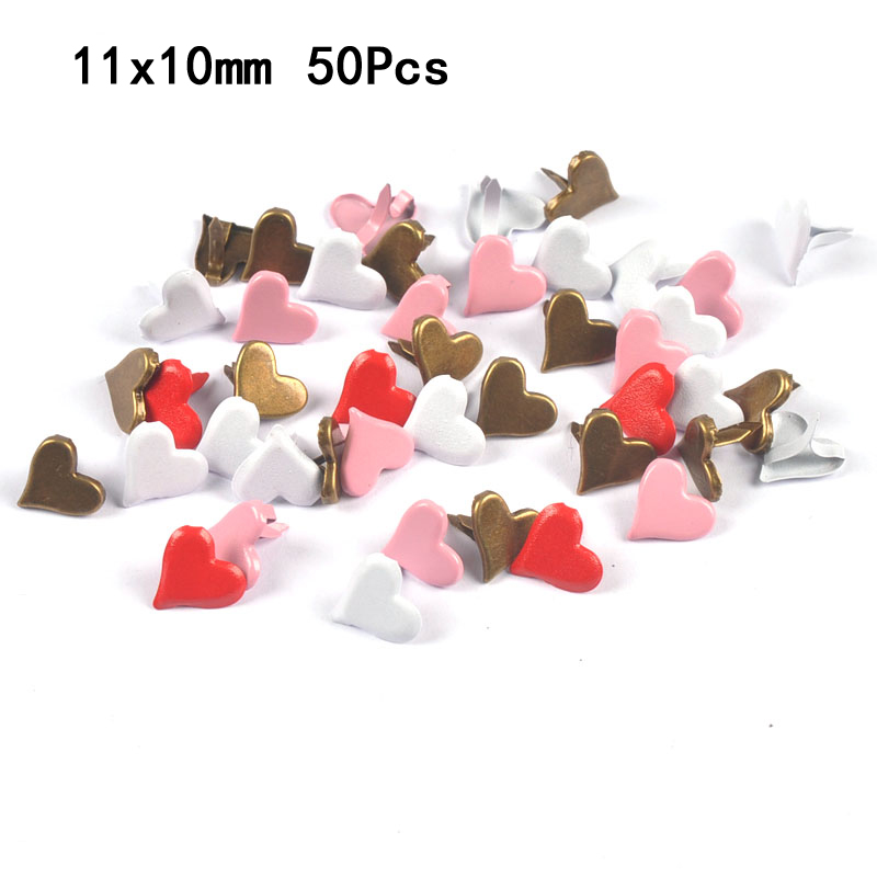 Tachuelas de Metal con forma de corazón y estrella de colores, artesanías, adornos para álbum de recortes, sujetadores, accesorios de decoración hechos a mano: C2107  50pcs