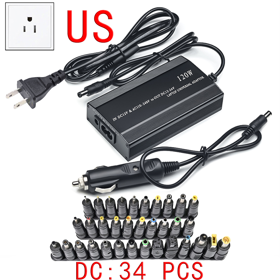 Multifunktionales Laptop-Netzteil, Autoladegerät, Computer-Adapter, 120 W, einstellbare Spannung für HP ASUS LENOVO ACER IBM: HIMMELBLAU