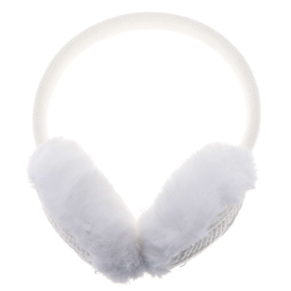 Kvinder vinter uld strikket strik ørebeskyttere øre varmere ørepuder ørepuder hovedbøjle: Hvid