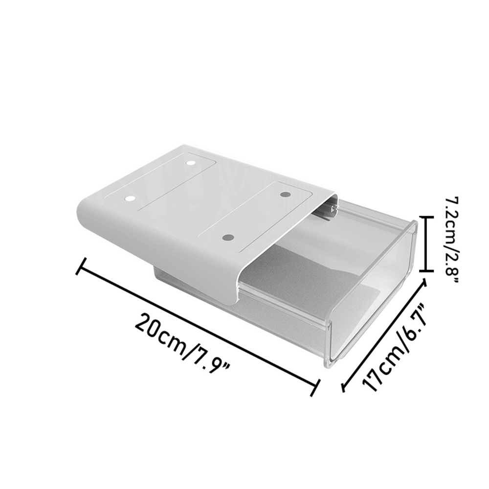 Under Desk Drawer Adhesive Storage Box For Office Pen Holder Hidden Sorting Box Kitchen Knife Fork Storage Tray Organizer: White S