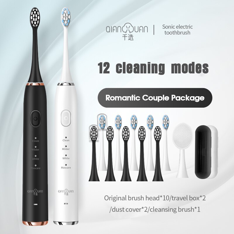 Electric Toothbrush Toothbrush Sonic Ultrasonic Brush IPX7 Waterproof Sonic Toothbrush Recharge Sterilization Anti-bacteria: Combination Three