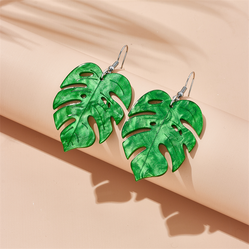 YAOLOGE Plant Red Maple Leaf Leaves Long Pendant Earrings For Women Trendy Ear Hook Acrylic Jewelry Party: Orange