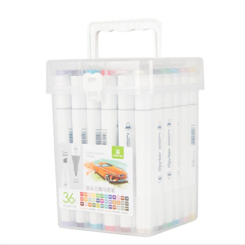 12/18/24/36 -farvet dobbelthovedet markør hurtigttørrende vandafvisende studerende maleri blødt hoved olieagtig krog linje skrivemarkør: 36 farver