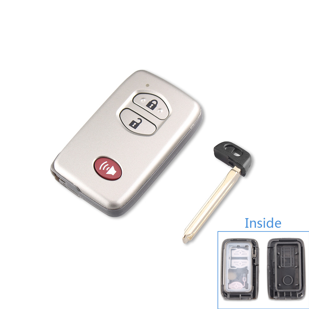 KEYYOU-Reemplazo de mando a distancia de 2/3 botones, funda de llave inteligente de coche para Toyota Camry, cubierta de llave FOB, carcasa en blanco con hoja: 5 Botones
