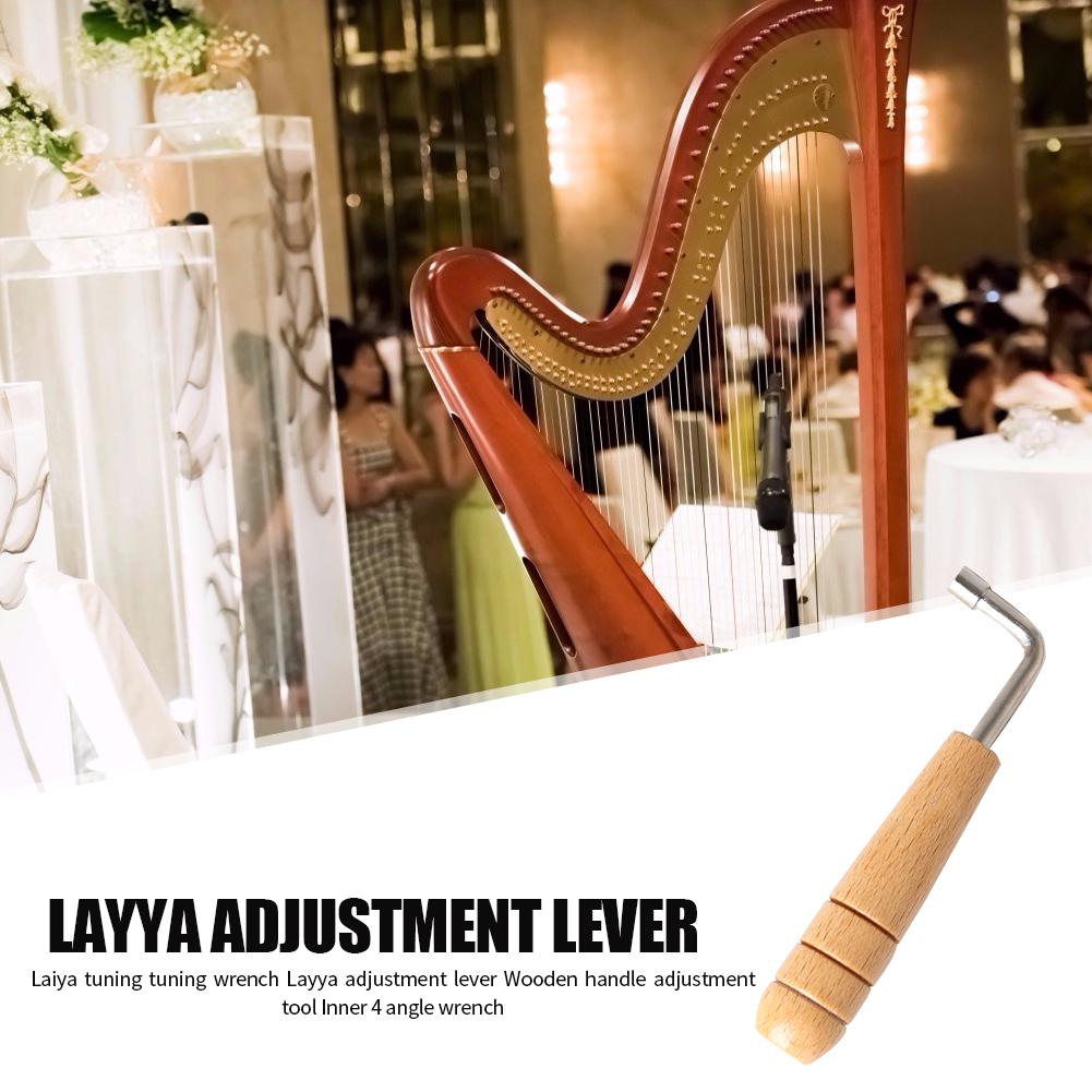 Durable Lyre Harp Tuning Wrench Classic Lyre Harp Tuning Wrench Tuner Wooden Handle Adjustment Tool Inner 4 Angle Wrench