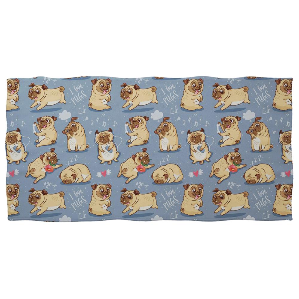 HUGSIDEA Puppy Pug Dog Print Bath Towel Cute Shower Beach Towels Absorbent Soft Rectangle for Kids Adult 75X150CM: Z6798 / 75x35cm-Z30