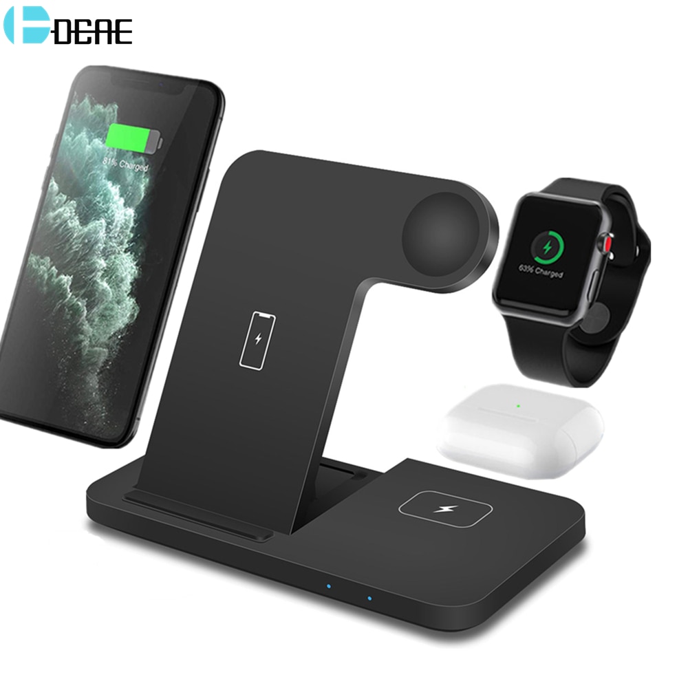 DCAE-cargador inalámbrico 3 en 1 para Apple Watch, AirPods Pro, 7, 6 SE, Qi, soporte de carga rápida de 15W para iWatch, iPhone 13, 12, 11, XS, XR, X, 8