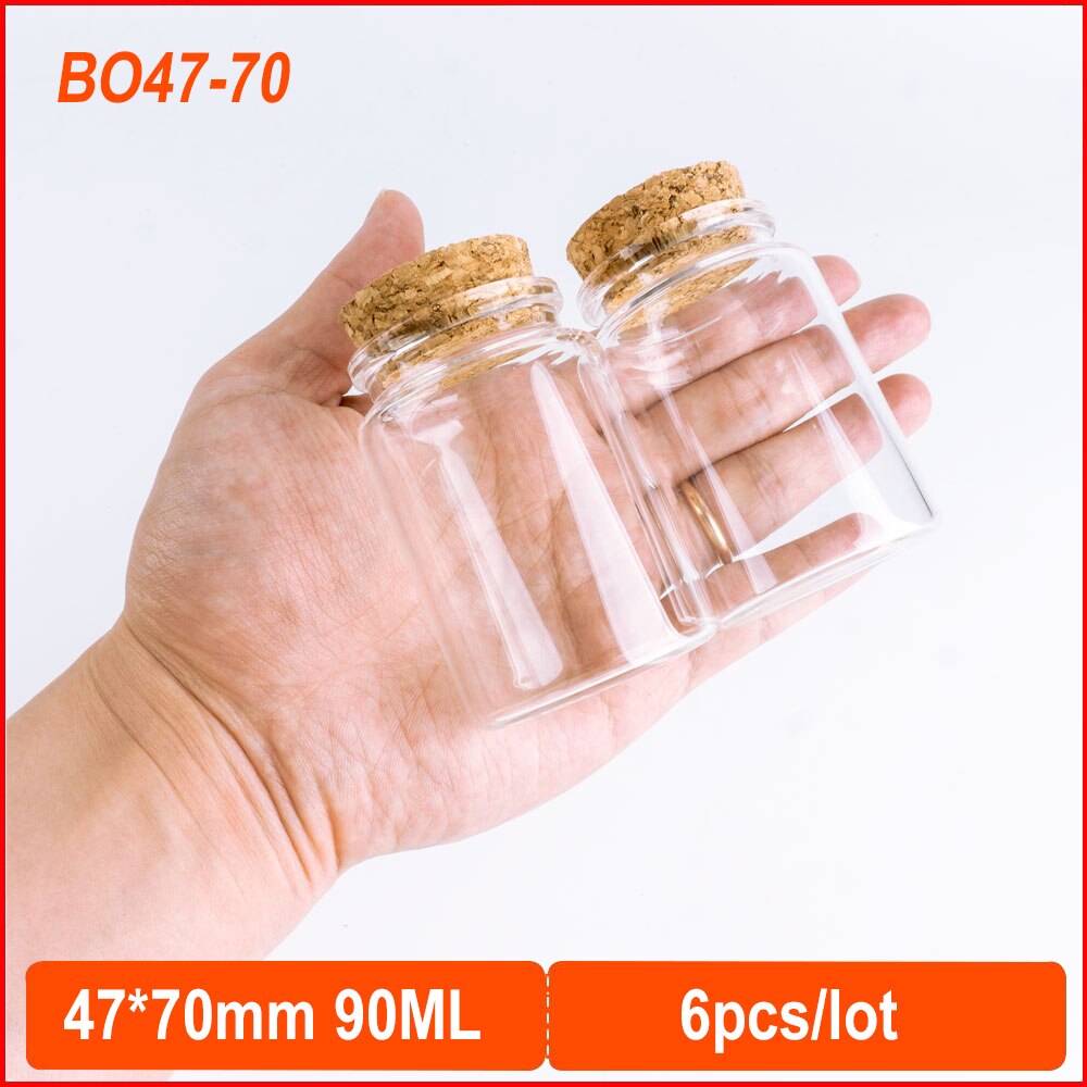 47*80mm 100ml glasflaskor med kork kryddig förvaring liten flaska burk behållare glas kryddflaskor pyssel små burkar 6 st: 47 70mm 90ml 6 st