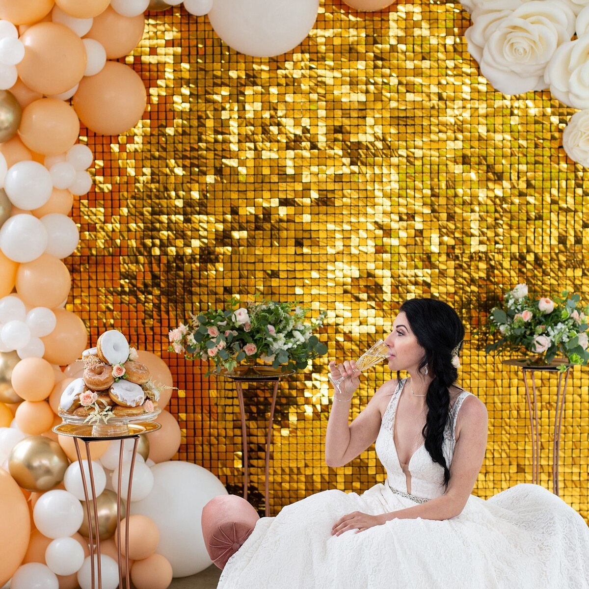 2M Folienvorhang Schimmer Pailletten Glitzer für Fotozone Hintergrund Hintergrund Hochzeit Geburtstag Party Babyparty Photozone Dekor