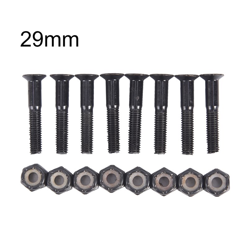 8 paar Skateboard 29mm Zwart Hard Ware Bouten Onderdelen Dubbele Rocker Onderdelen Schroeven