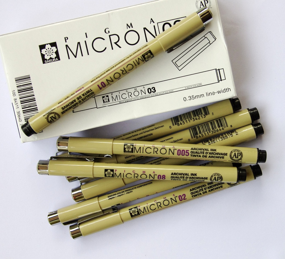 SAKURA Pigma Micron ligne stylo Micro Pigment encre 005 01 02 03 04 05 08 1 noir pour dessin croquis fabriqué au japon