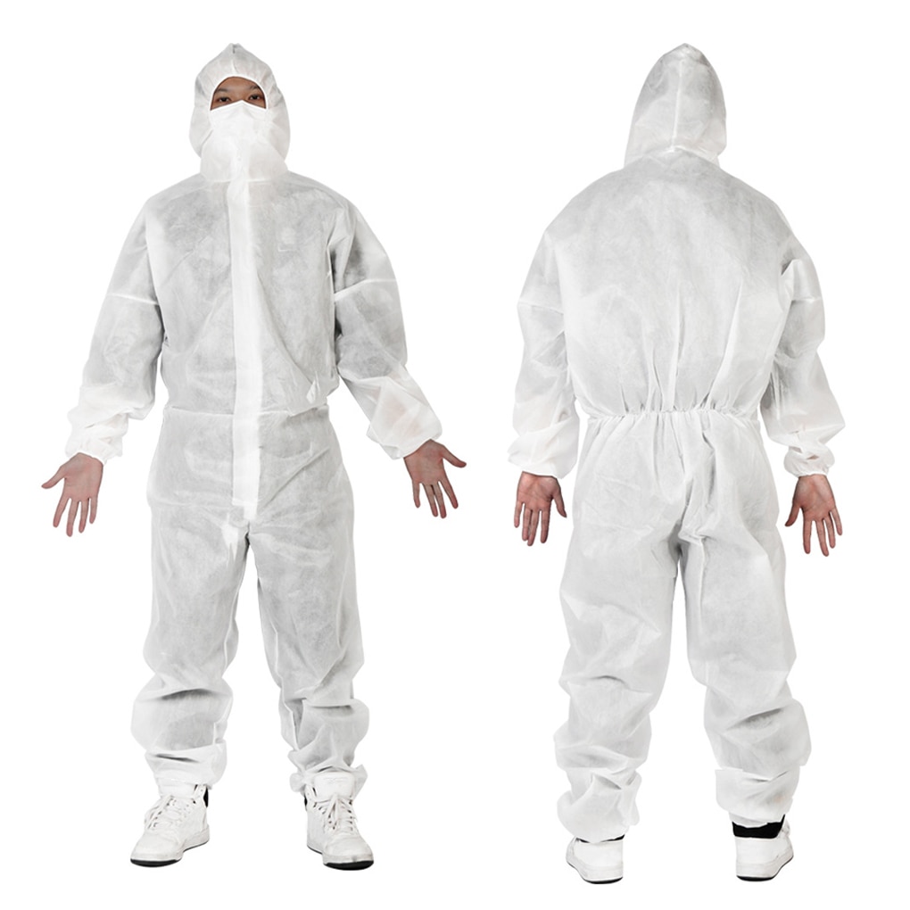 Antistatisk hættebeskyttelsesdragt jumpsuit åndbart ikke-vævet bodysuit beskyttende arbejdstøj 180/190cm