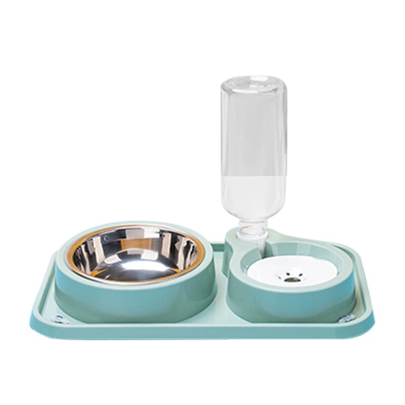 Taza de succión antivuelco para comida de perro, cuenco para gato con fuente de beber automática, alimentador, cuencos para beber para perros y Mascotas: Light green