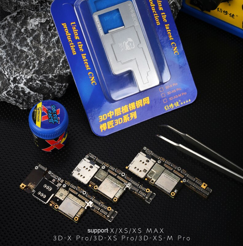 MECHANIC 3D BGA Reballing Stencil Kit Welding Template Intermediate Layer Steel Mesh Planted Tin Platform For IP X/XS/XS MAX