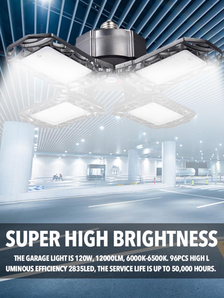 Ultrathin LED Garage Light Motion Sensor Ceiling Lamp 80/120w E27 Warehouse Workshop Foldable Industrial Ligtht 85-265V