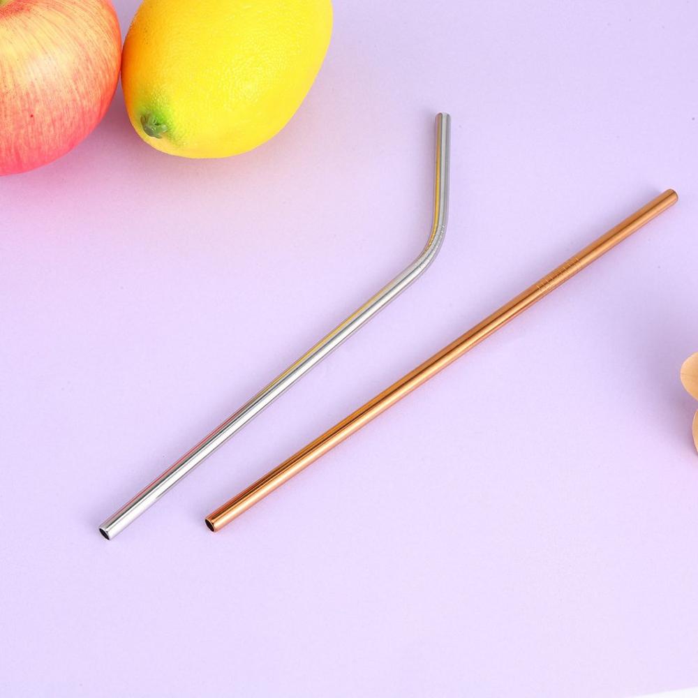 Colorful Drinking Straw Reusable 304 Stainless Steel Metal Straw Sturdy Bent Straight Drinks Straw