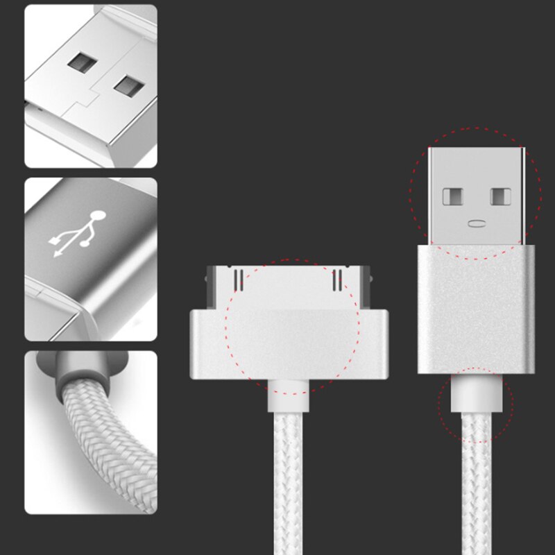 USB Cable Fast Charging for iPhone 4 4s 3GS 3G iPad 1 2 3 iPod Nano touch 30 Pin Original Charger Adapter Data Sync Cord