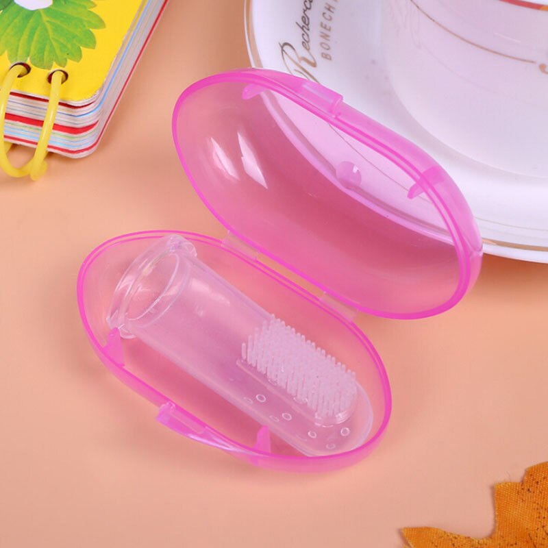 Pudcoco Caldo 1 pz silicone Dito Spazzolino Da Denti Articoli per Bambini Del bambino di Modo Del bambino Denti Trasparente Massaggio Molle Del silicone: rosa