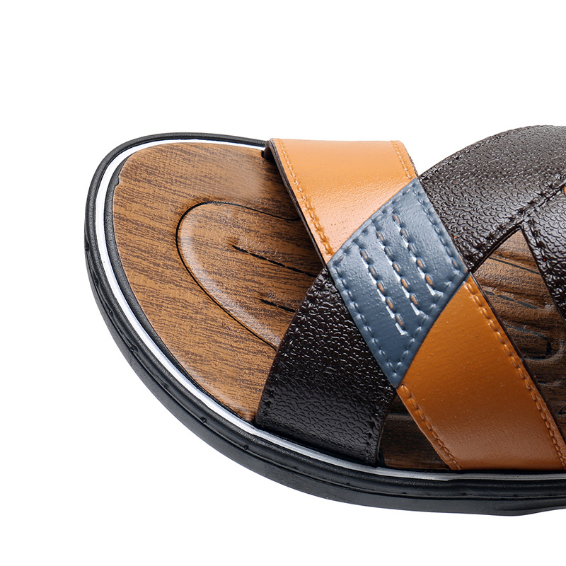Style vietnamien hommes d'été sandales Peep orteil tongs chaussures mâle extérieur antidérapant plat plage diapositives NANLX24