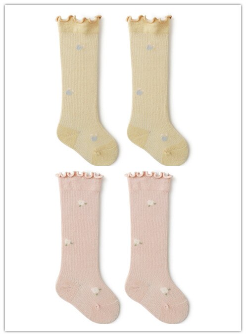 2Pairs 0-3Y spring and summer breathable baby socks combed cotton boys and girls newborn socks: 3 / S