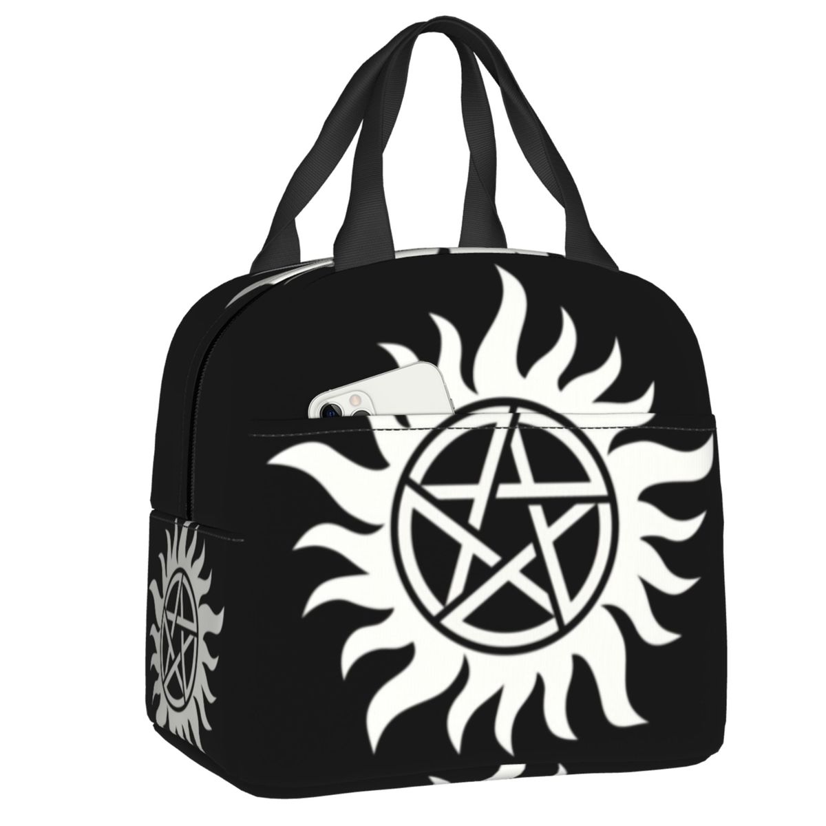 Supernatural Insulated Lunch Bag for Women Leakproof Sam Dean Winchester Cooler Thermal Bento Box Beach Camping Travel: black