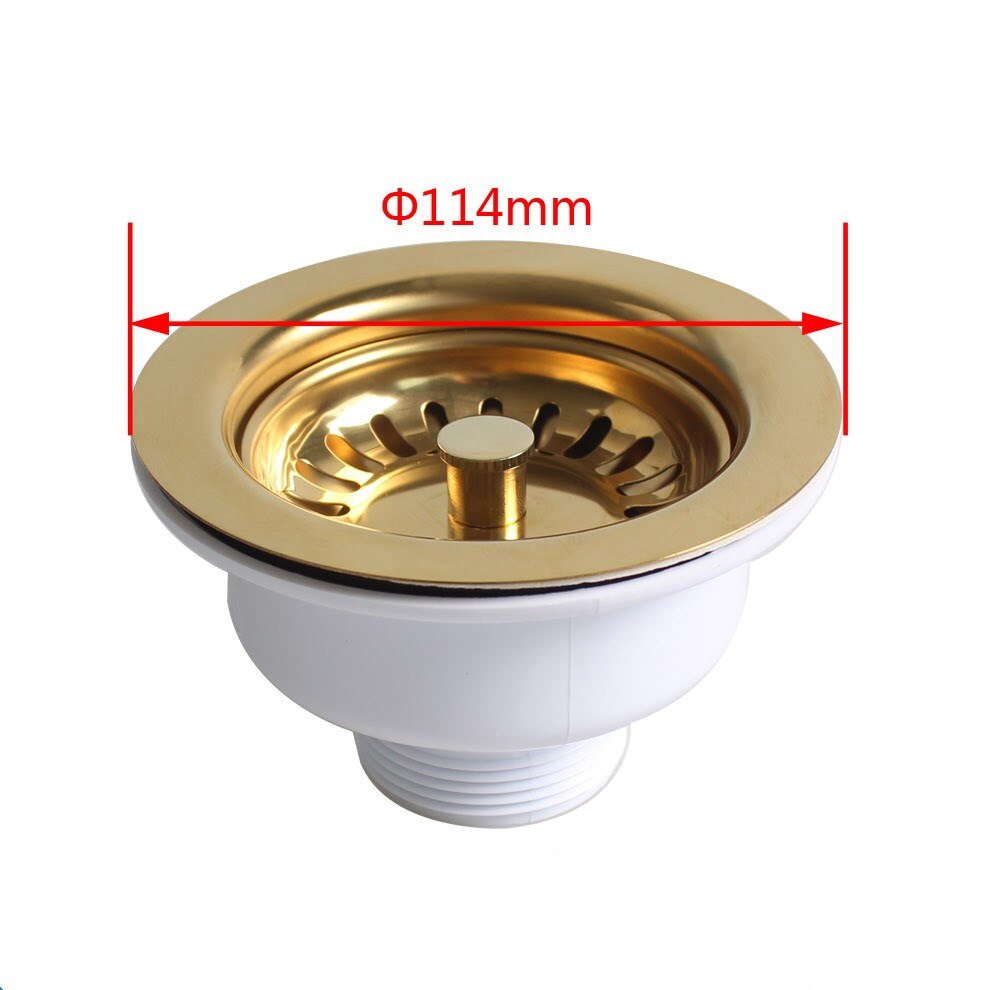 Gold Küche Waschbecken Abtropffläche Perle Schüssel Körper Kanalisation Gold-überzogene Feste Pvd-beenden Badezimmer Zubehör einstellen 114mm Edelstahl stahl