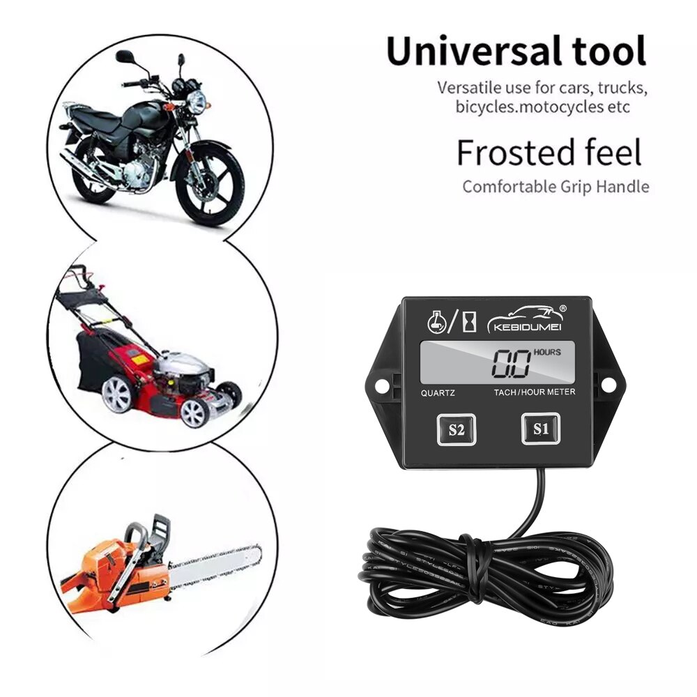 12v Tachometer Hour Meter guage Waterproof Digital Motorcycle Engine Tach Hour Meter for Motorbike Motor Boat