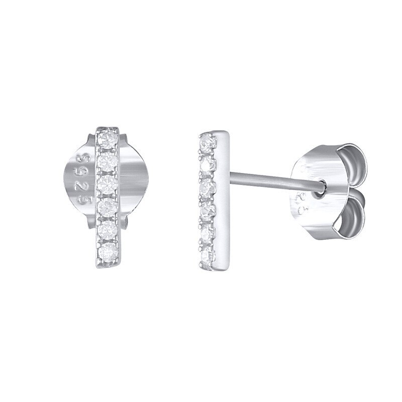 Ying Vahine 100% 925 Sterling Zilver Eenvoudige Mini Vierkante Zirkoon Kleine Stud Oorbellen Voor Vrouwen: Platinum Plated