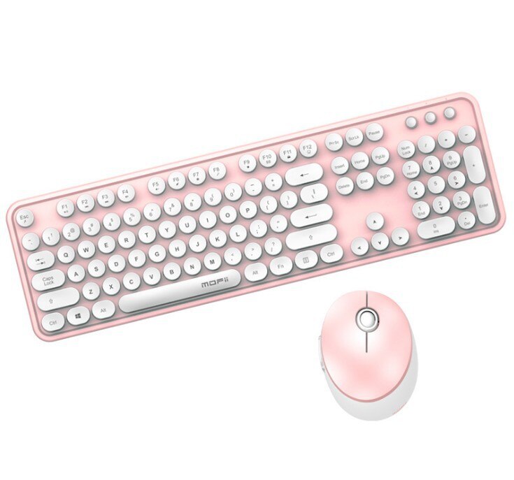 Gemengde kleuren toetsenbord en muis set 2.4 ghz draadloos toetsenbord muis kit voor vrouwen meisjes usb computer muis vrouwen roze toetsenbord: Roze