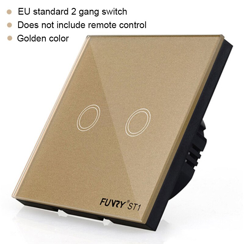 EU Wall Switch Touch Switch Sensor Switch ST1 2Gang Smart Remote Control Luxury Crystal Glass Panel Surface Waterproof RF 433MHz