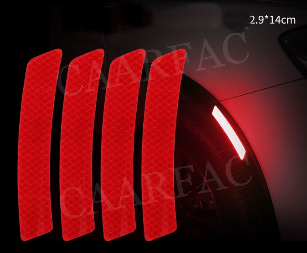 Universele Auto Bumper Reflecterende Waarschuwing Strip Stickers Velg Wenkbrauw Waarschuwen Licht Reflector Beschermende Sticker Scratch Paster: Red For Wheel Rim