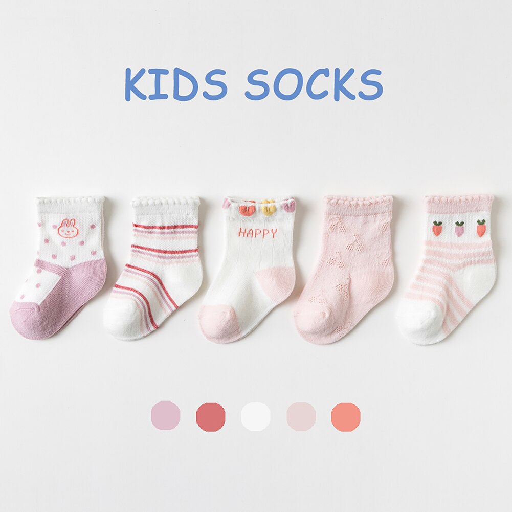 5 pz/set calzini da ragazzo a metà tubo da 0 a 6 anni calzini antiscivolo per bambini in cotone per bambini calzini Unisex traspiranti primavera autunno: 922D / 1-3Years