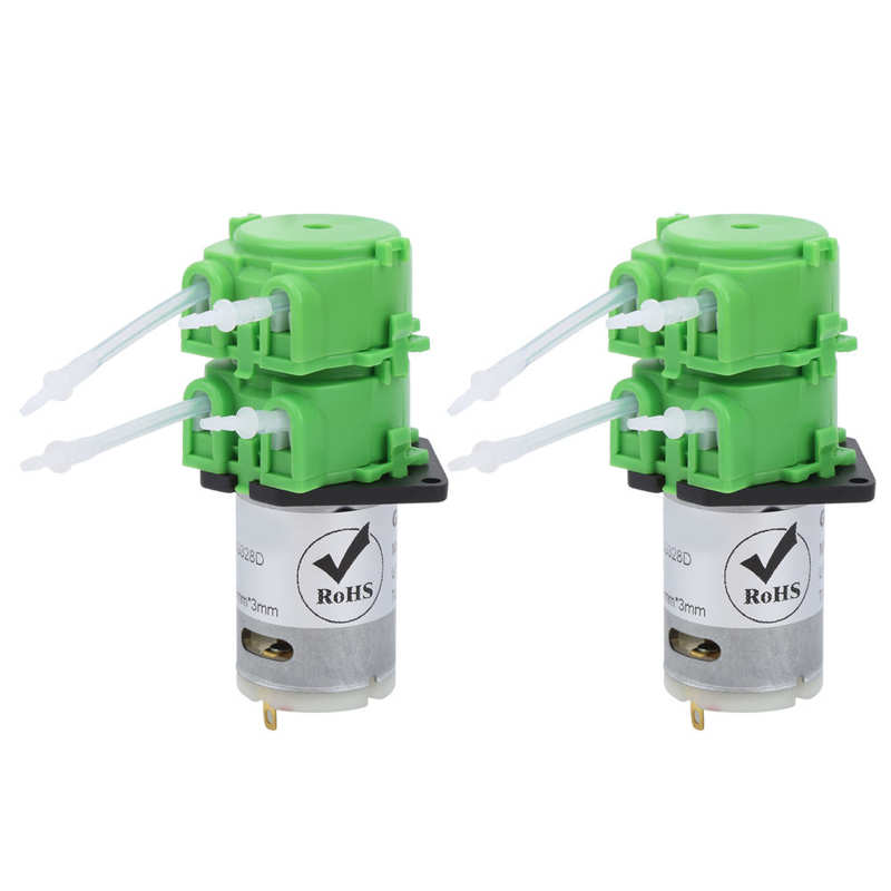 DC 12V 24V Dosing Peristaltic Water Pump Double Head Micro Liquid Circulating With 1X3mm Food Grade Silicone Tube