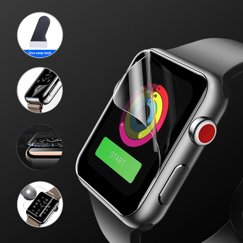 Vandtæt skærmbeskytter til apple watch  se 6 5 4 3 38mm 40mm 44mm 42mm ikke hærdet glas blød film til iwatch 1 2 etui