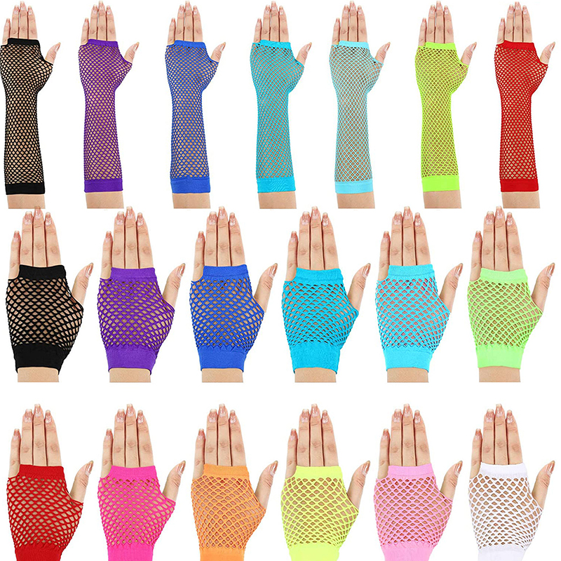 Guantes de rejilla para mujer, manoplas cortas de medio dedo, Multicolor, sexys, elásticos, de malla hueca, Punk, sin dedos, K72