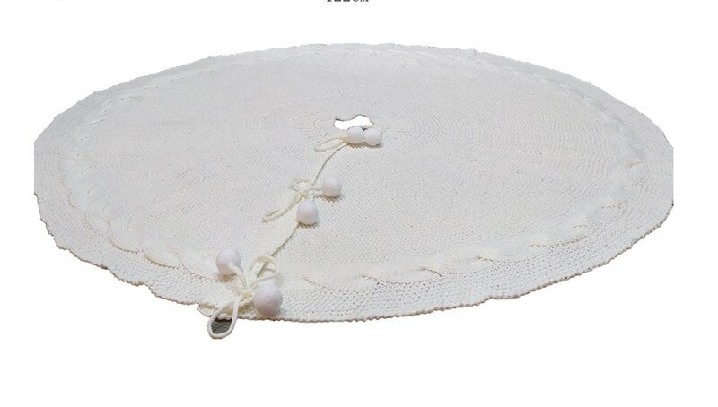 Kerstboom Mat Rok Gebreide Wollen Vloerkleed Cover Tapijt Xmas Party Home Decor: WHITE