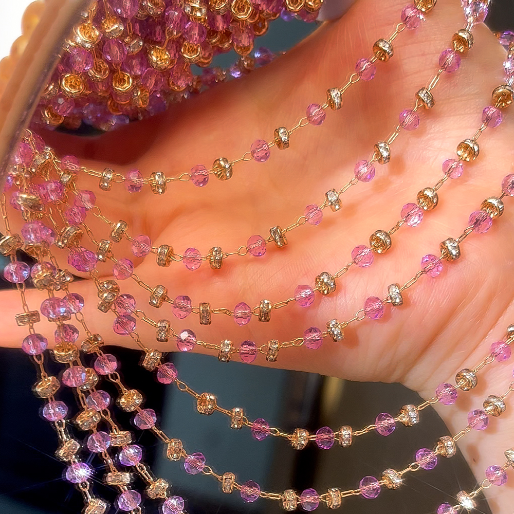 0,5 M 1M 2M bola de cristal roja cadena con cuentas cuentas de vidrio collar cadena accesorios para la fabricación de joyas componentes manualidades suministros DIY: 14 mm / Rosa claro