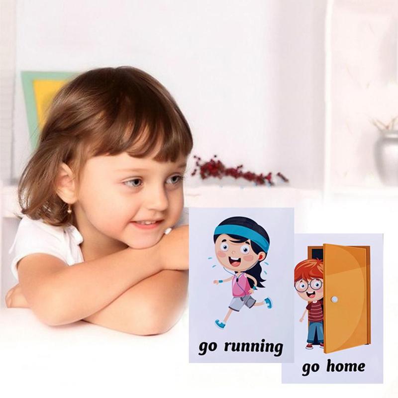 34pcs Early Education Puzzle Cards For English Learning Kids Daily Behavior Life Educational Word Card Autism Baby Training Card