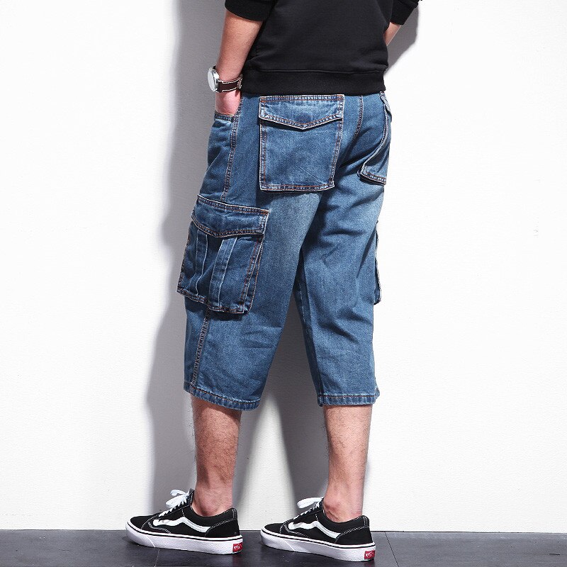 Casual herrshorts jeans herr sommar stora fickor shorts plus size denim herrkläder stor storlek  a5333