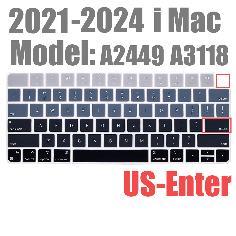 For Apple iMAC Keyboard Cover release) A2450 A2449 Magic Keyboard Stickers Protector Silicone Bluetooth keyboard case US: US-Gradient gray