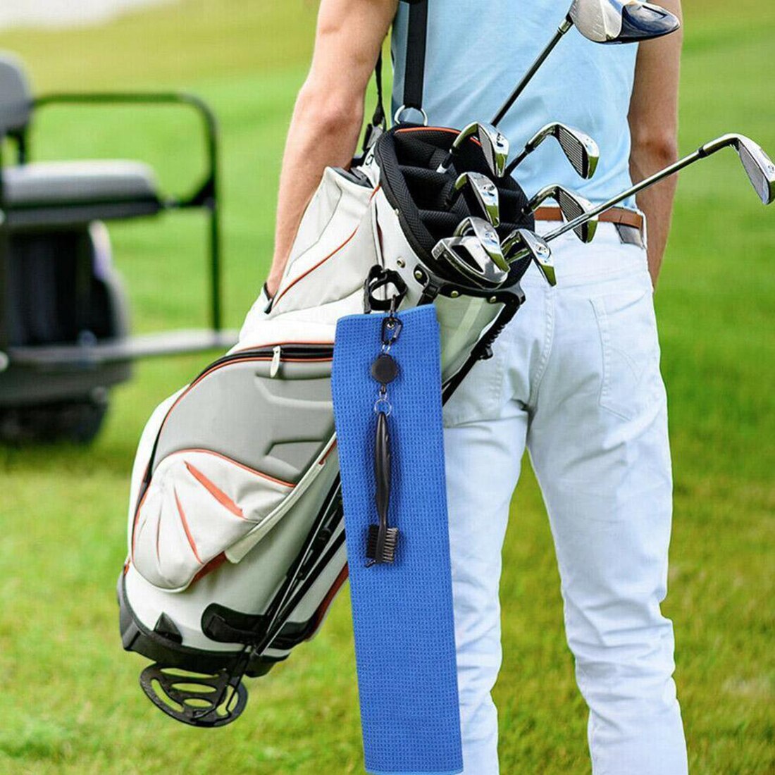 Golf Handtuch Waffel aufbringen Baumwolle Mit Karabiner Reinigung Handtücher Mikrofaser Haken Reinigt Vereine Bälle Hände
