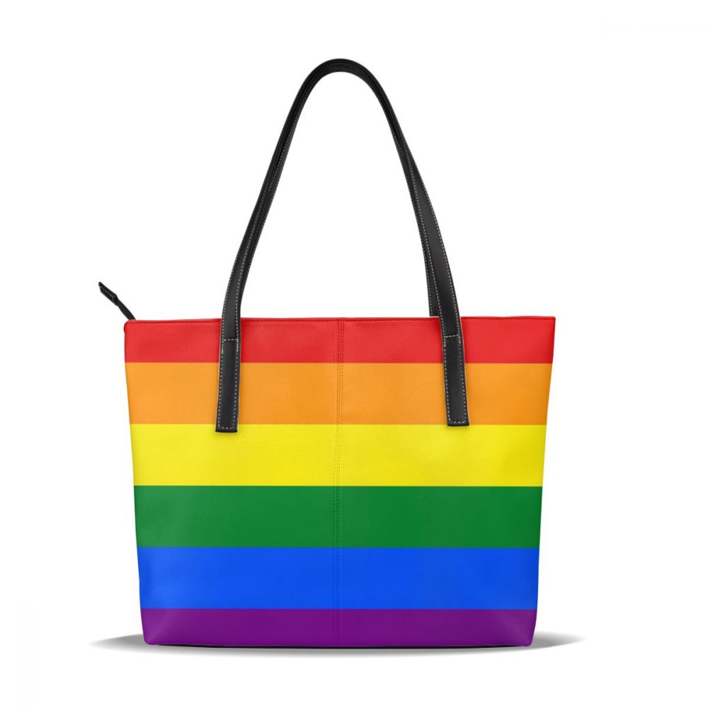 Arco-íris bolsa de alça superior sacos mulher tendência bolsa de couro adolescente shopper grande bolsas femininas: Pride Rainbow Flag